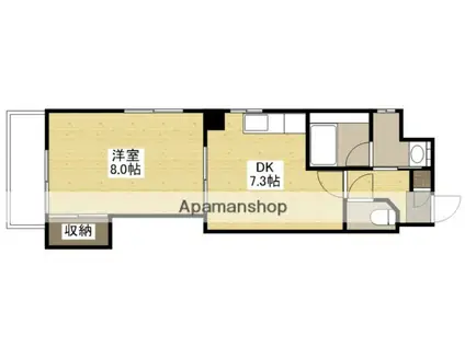 ビバーチェ平野町(1DK/2階)の間取り写真