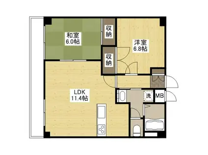 カサグランデⅠ(2LDK/7階)の間取り写真