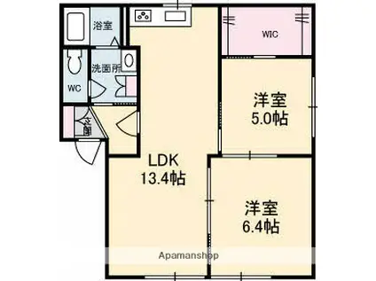 アブニール矢野東(2LDK/2階)の間取り写真