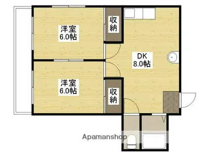 千田コーポ(2DK/3階)の間取り写真