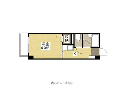 ウイング上安(1K/4階)の間取り写真