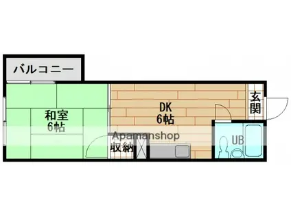 コーポ安留(1DK/2階)の間取り写真