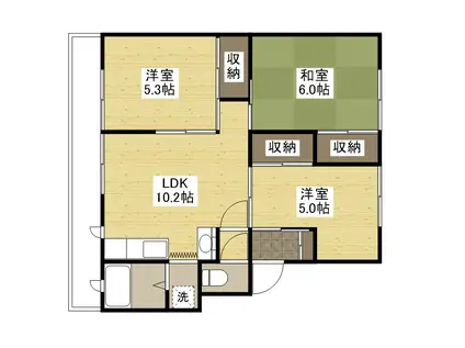 双葉ヒルズ2号棟(3LDK/1階)の間取り写真