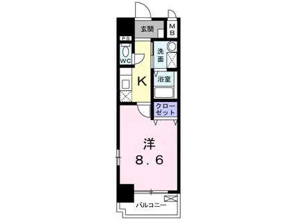 カーサ・フィオーレ中広通(1K/12階)の間取り写真