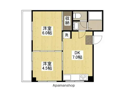 河元ビル(2DK/2階)の間取り写真