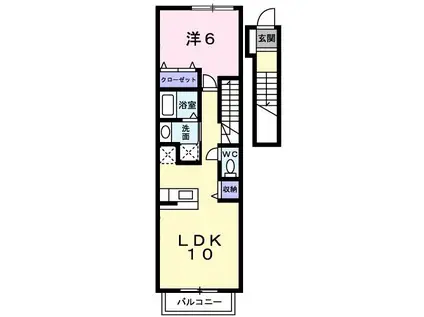 モンリーヴル(1LDK/2階)の間取り写真