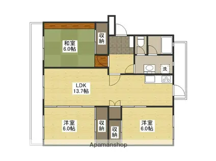KSB KAIROEN C棟(3LDK/3階)の間取り写真