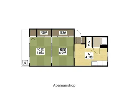 福地ビル(2K/4階)の間取り写真