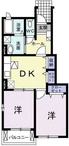 ベル・ラフレシール(2DK/1階)の間取り写真