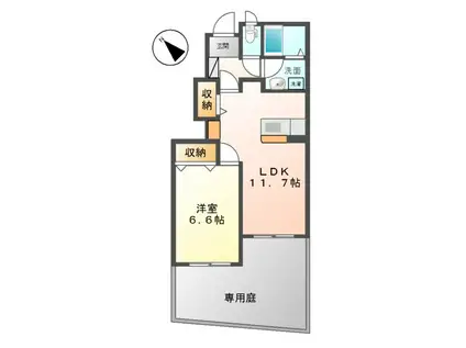 レジデンス平良(1LDK/1階)の間取り写真