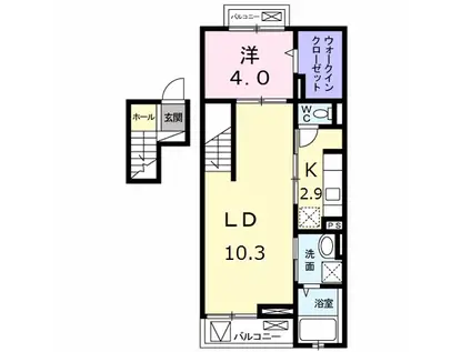 ヴィラMY(1LDK/4階)の間取り写真