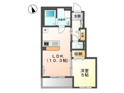 ヨーコーポ広Ⅱ(1LDK/1階)の間取り写真