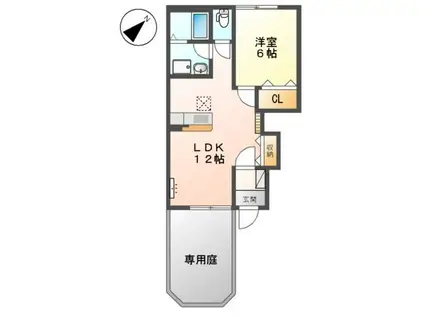 グランデュール(1LDK/1階)の間取り写真