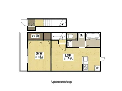 ハイツ海田稲荷町(1LDK/2階)の間取り写真