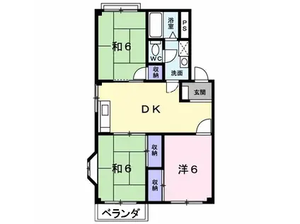 エルディム西本(3LDK/2階)の間取り写真