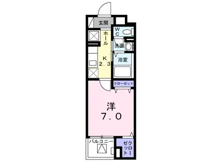 ゆずりは(1K/4階)の間取り写真