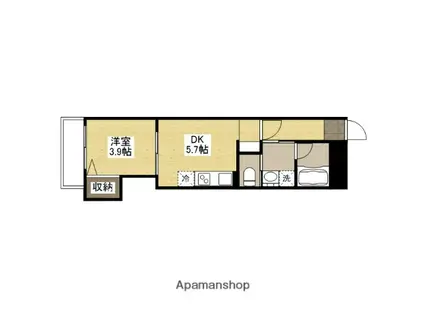 LE DOME阿品(1DK/1階)の間取り写真