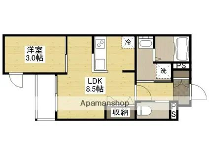 月光安芸中央(1LDK/1階)の間取り写真