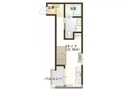 PREGO城内(ワンルーム/1階)の間取り写真