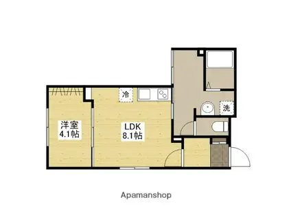 PRIVE上安(1LDK/1階)の間取り写真