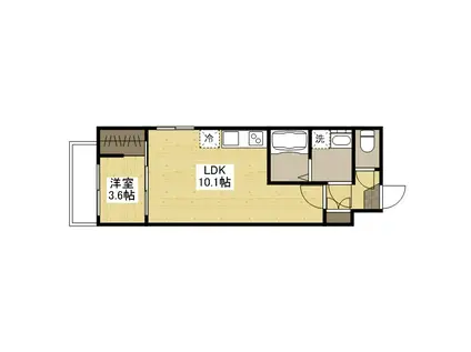 セブンプロート江波本町Ⅱ(1LDK/3階)の間取り写真