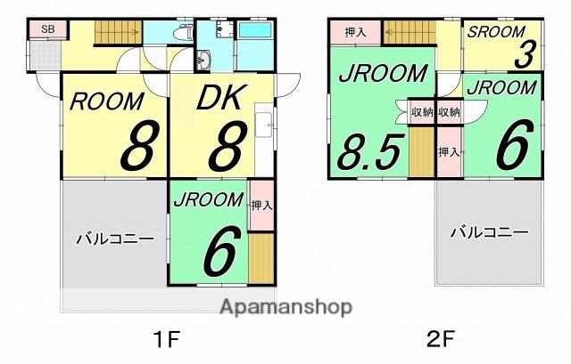 呉線 矢野駅 徒歩17分 2階建 築53年(4SDK)の間取り写真