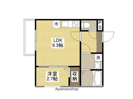 トラスティレジデンス地御前西館(1LDK/3階)の間取り写真