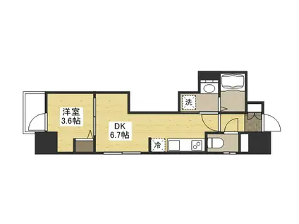 月光呉本通2丁目(1DK/6階)の間取り写真