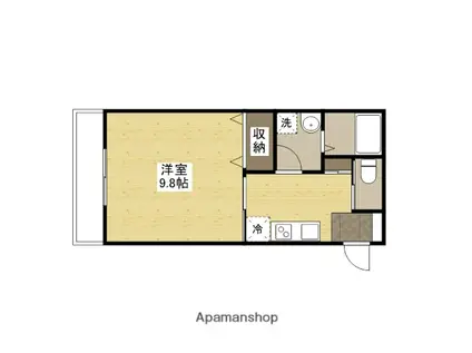 盛林レジデンス A棟(1K/1階)の間取り写真