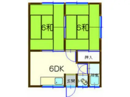 第二河村荘(2DK/2階)の間取り写真