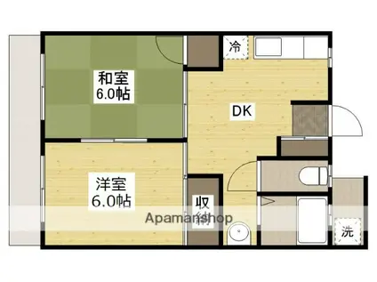 第2マタカツコーポ(2DK/1階)の間取り写真