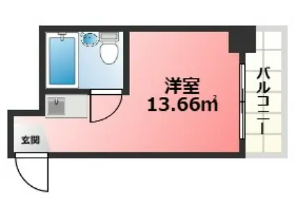 アスプロパラティ3(ワンルーム/2階)の間取り写真