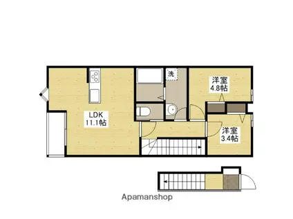 MONTE長束西(2LDK/2階)の間取り写真