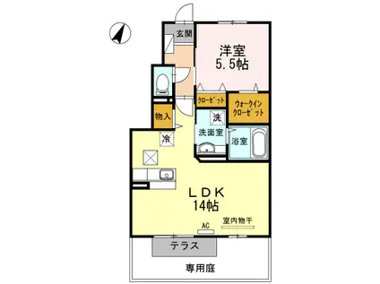 アンジュール(1LDK/1階)の間取り写真