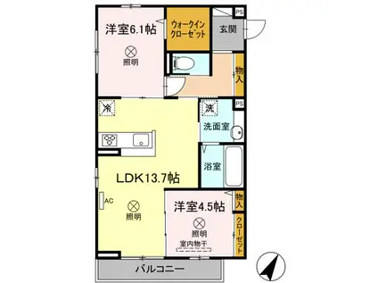 メゾン ボヌール大町(2LDK/3階)の間取り写真