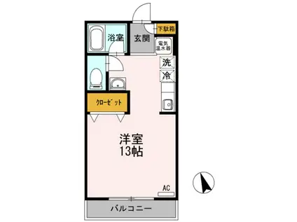 脇コーポ徳丸(ワンルーム/3階)の間取り写真