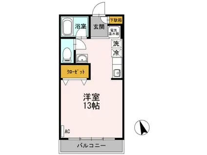 脇コーポ徳丸(ワンルーム/2階)の間取り写真