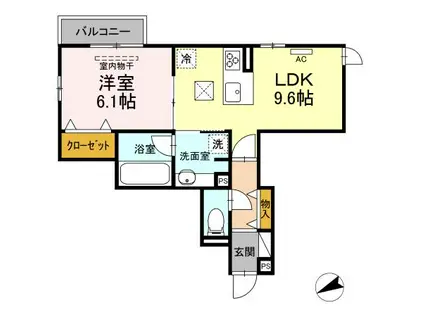 BAMBOO GRASS舟入(1LDK/1階)の間取り写真