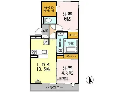 ボヌールK(2LDK/2階)の間取り写真