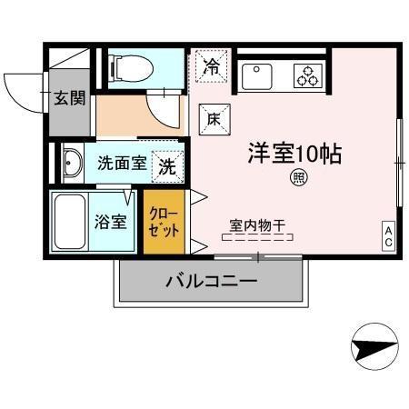 サニーサイドⅡ(ワンルーム/1階)の間取り写真