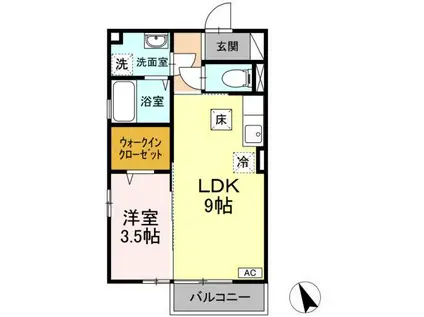 アークTOMI C(1LDK/1階)の間取り写真