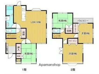 広島県広島市東区 2階建 築34年(4LDK)の間取り写真