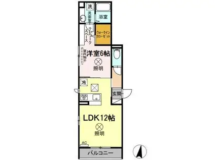 キャトルセゾン東霞(1LDK/1階)の間取り写真