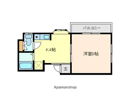 パステルクボ6(1K/1階)の間取り写真