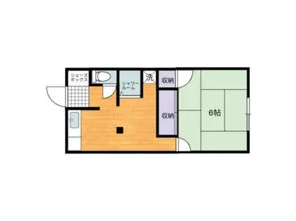 涼和荘(1DK/1階)の間取り写真