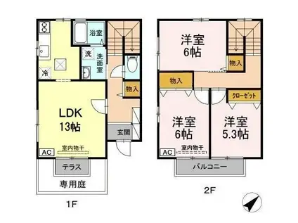 リヴェール小田 A棟(3LDK)の間取り写真