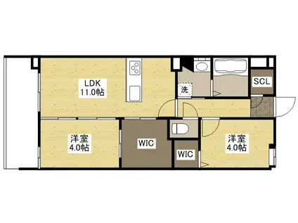 FLAX十日市(2LDK/9階)の間取り写真