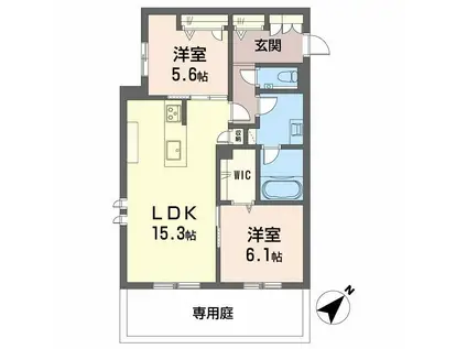 YANAGI TAKASU(2LDK/1階)の間取り写真