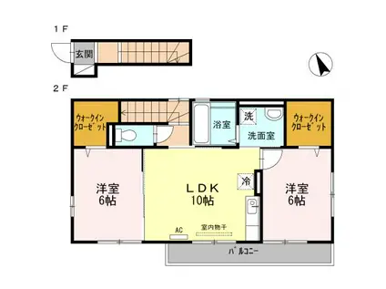 クレア広古新開(2LDK/2階)の間取り写真