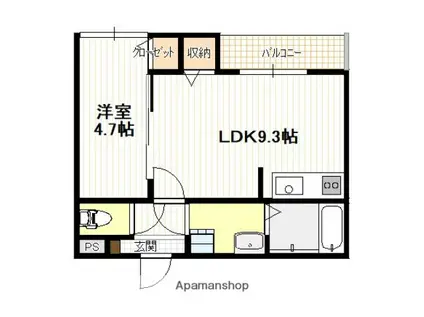 天神アパート(1LDK/1階)の間取り写真